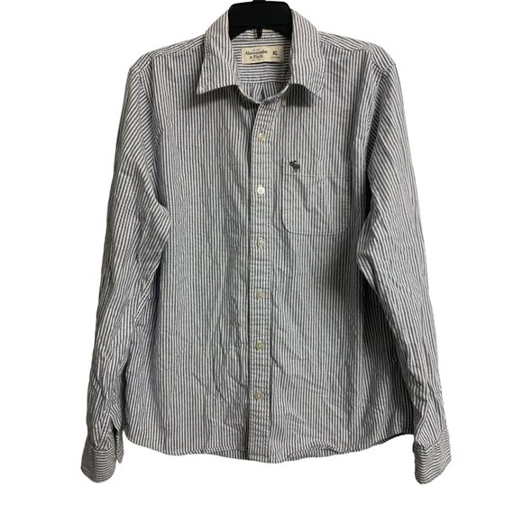 Abercrombie & Fitch Stripe Cotton Muscle Strip Button Down Shirt Size XL - Picture 1 of 8